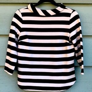 Talbots top small petite black and cream stripes